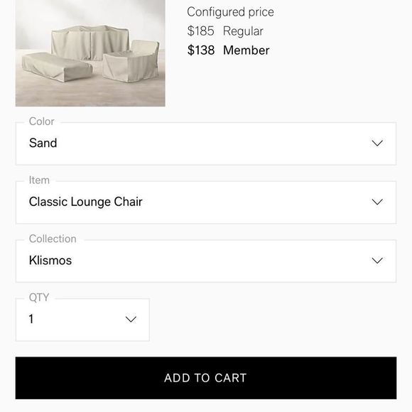 KLISMOS OUTDOOR FURNITURE COVER RESTORATION HARDWARE LOUNGE CHAIR color sand - Picture 6 of 7